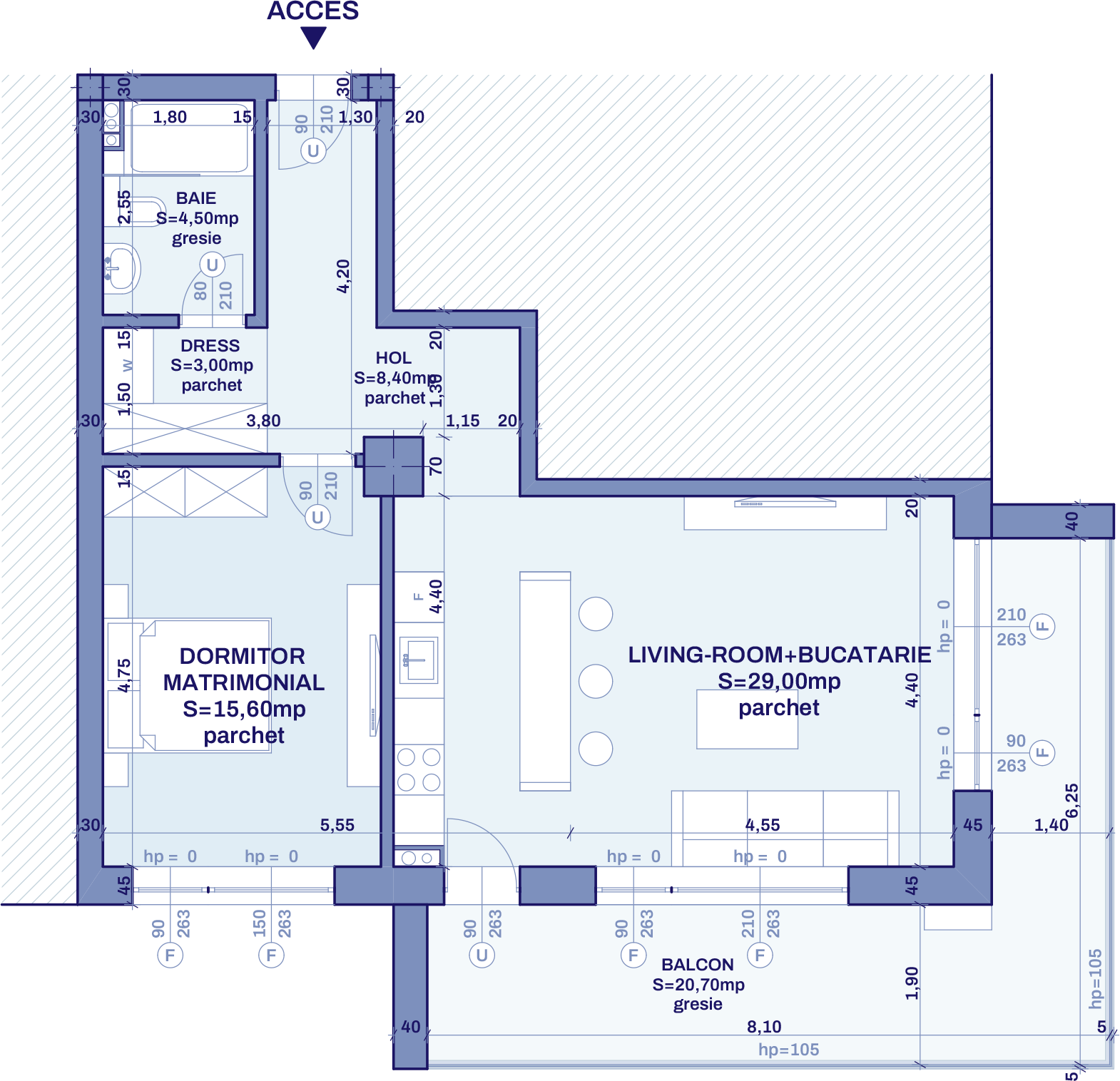 Plan apartament A10 - 2 camere, Bravy Apartments