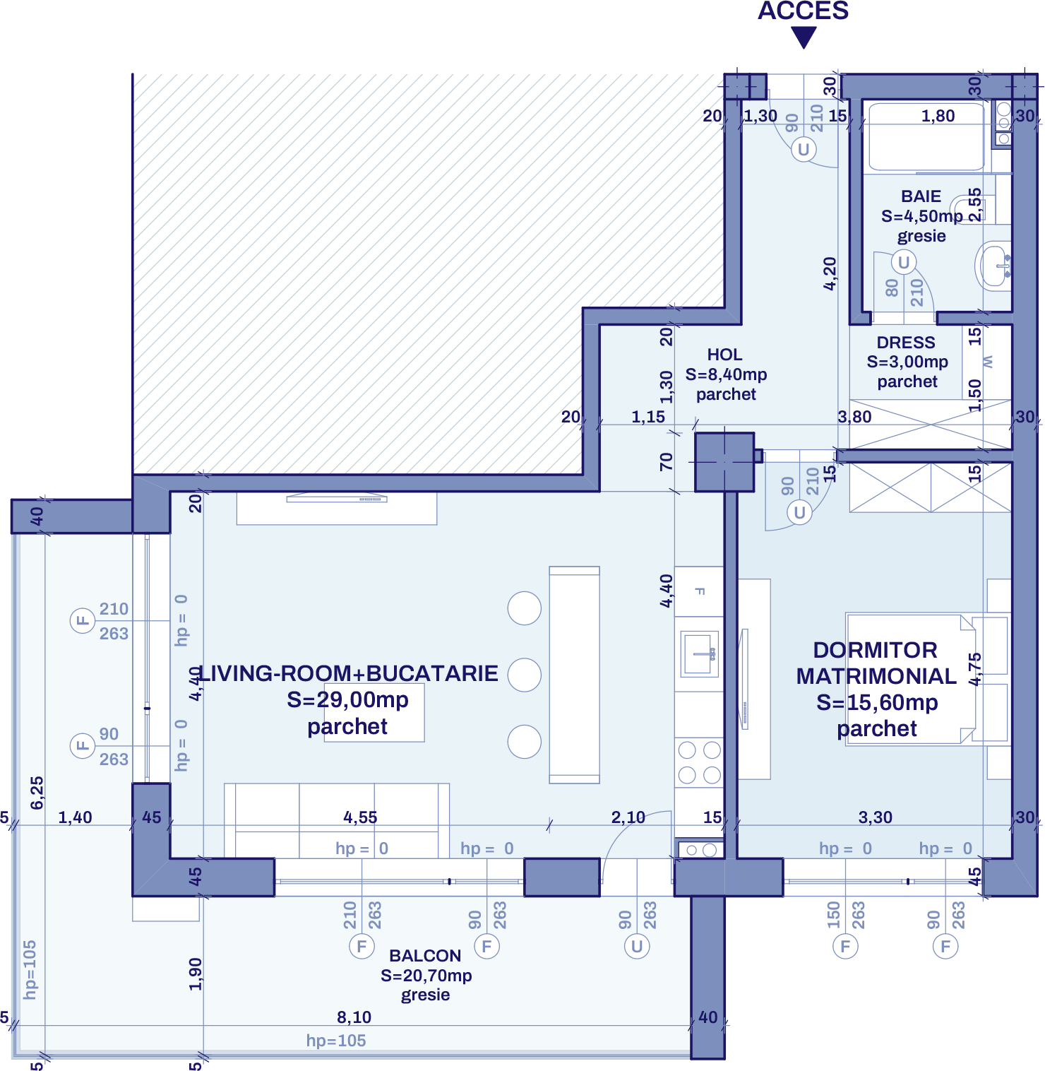 Plan apartament A11 - 2 camere, Bravy Apartments