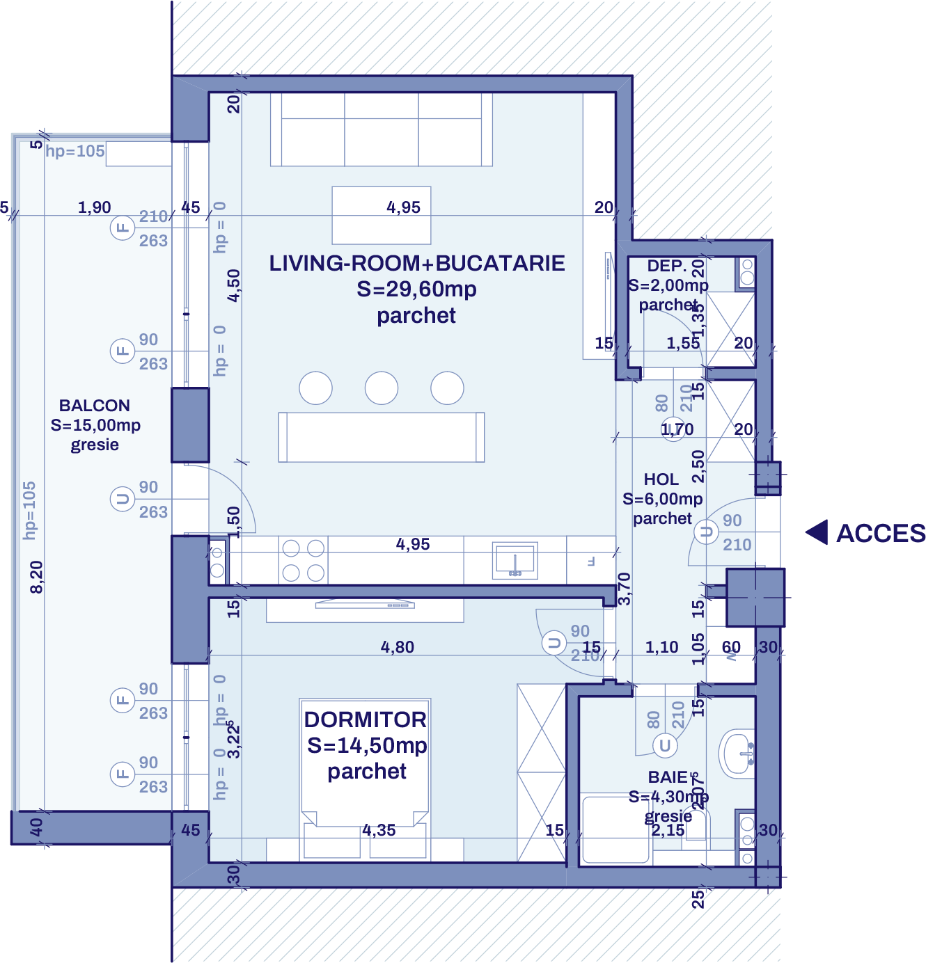 Plan apartament A13 - 2 camere, Bravy Apartments