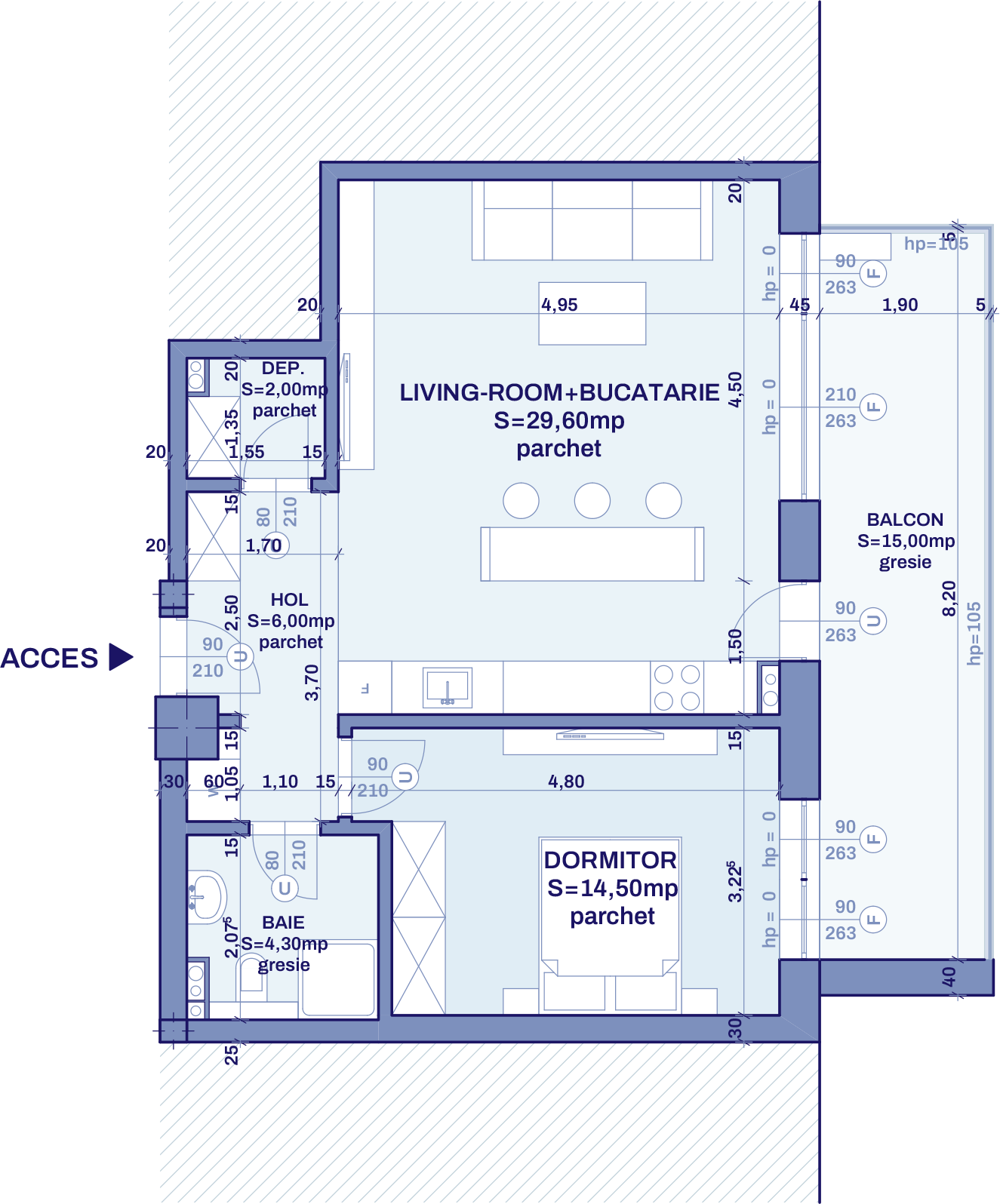 Plan apartament A16 - 2 camere, Bravy Apartments