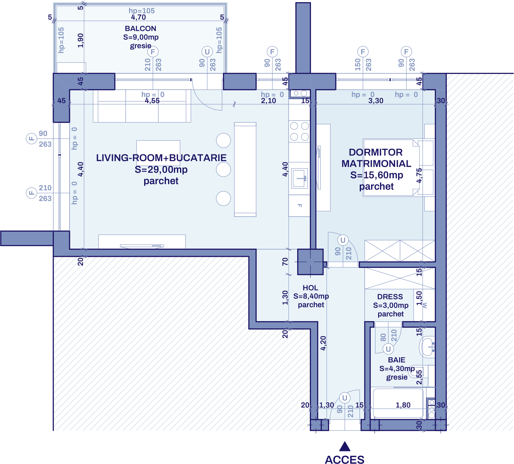 Plan apartament A22 - 2 camere, Bravy Apartments