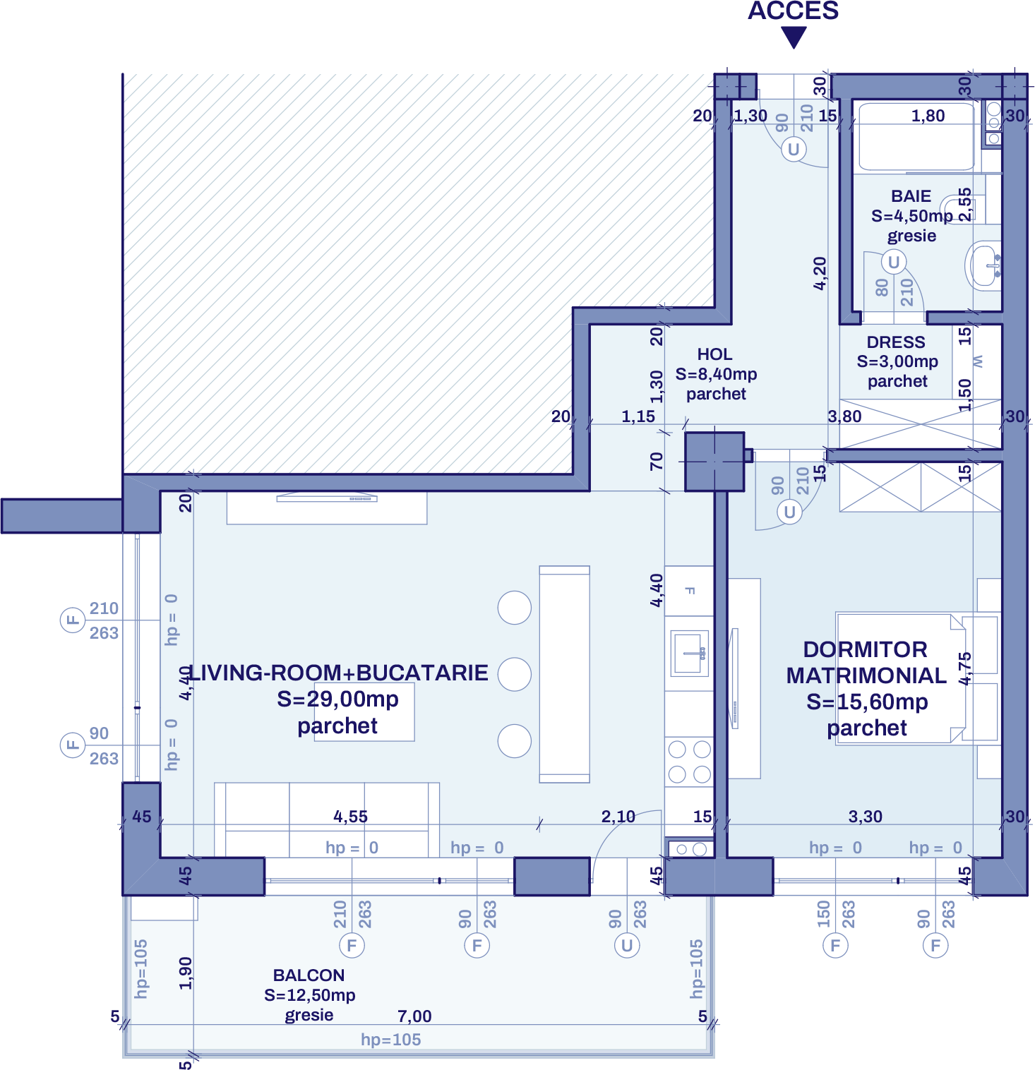 Plan apartament A27 - 2 camere, Bravy Apartments
