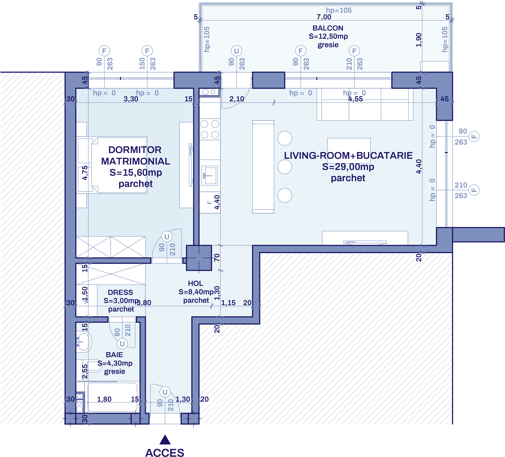Plan apartament A31 - 2 camere, Bravy Apartments