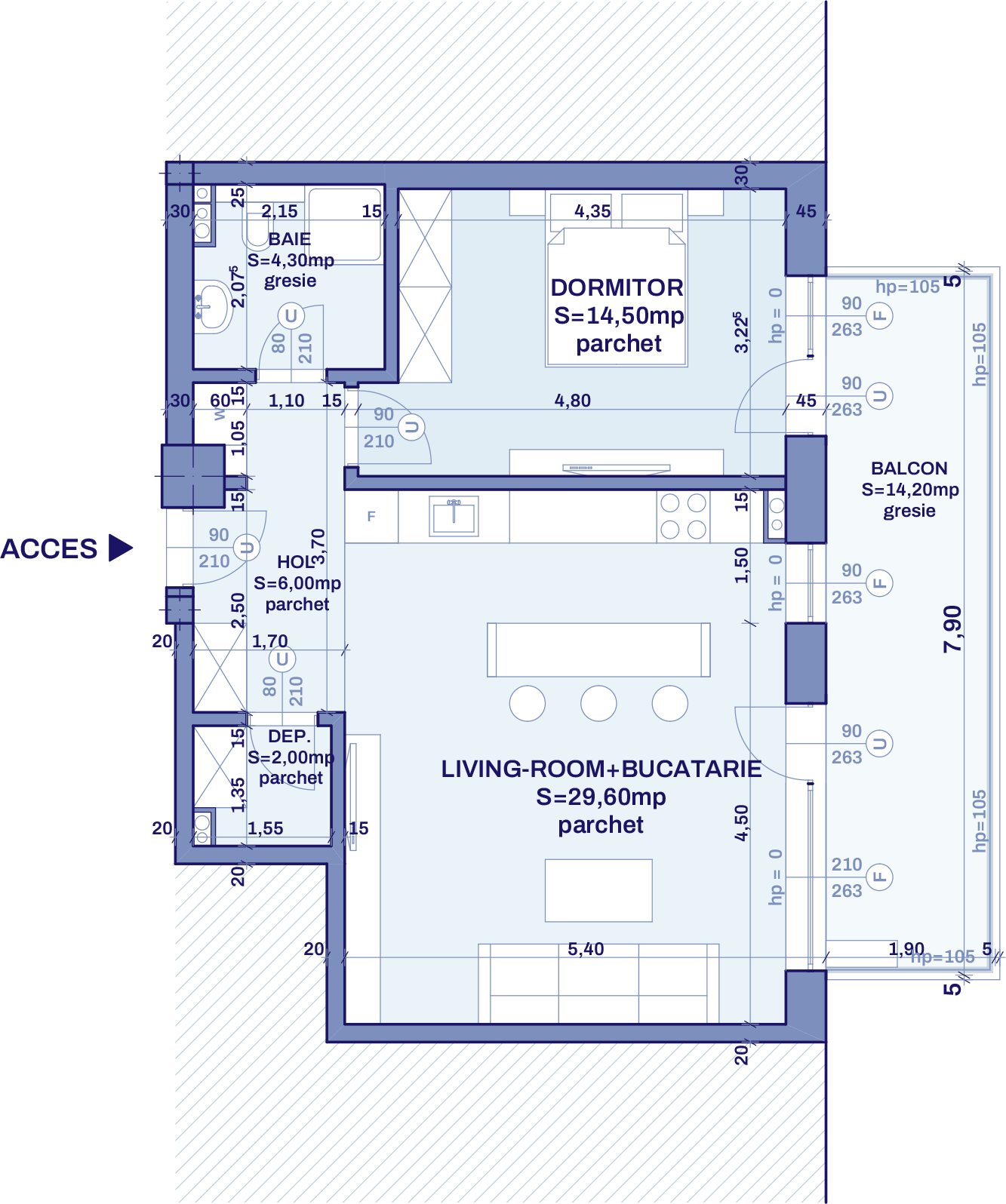 Plan apartament A9 - 2 camere, Bravy Apartments
