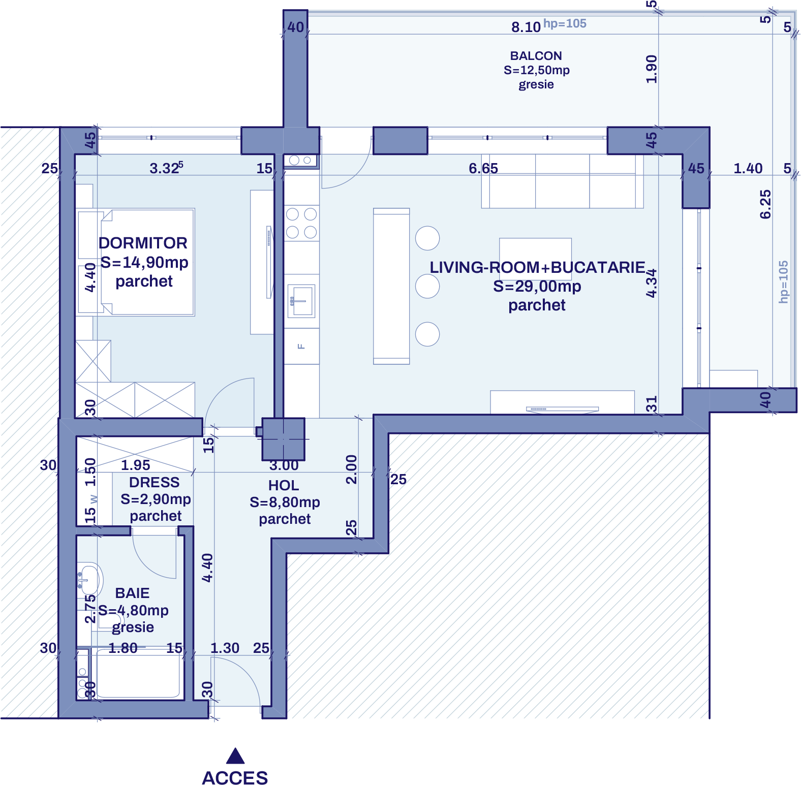 Plan apartament B14 - 2 camere, Bravy Apartments