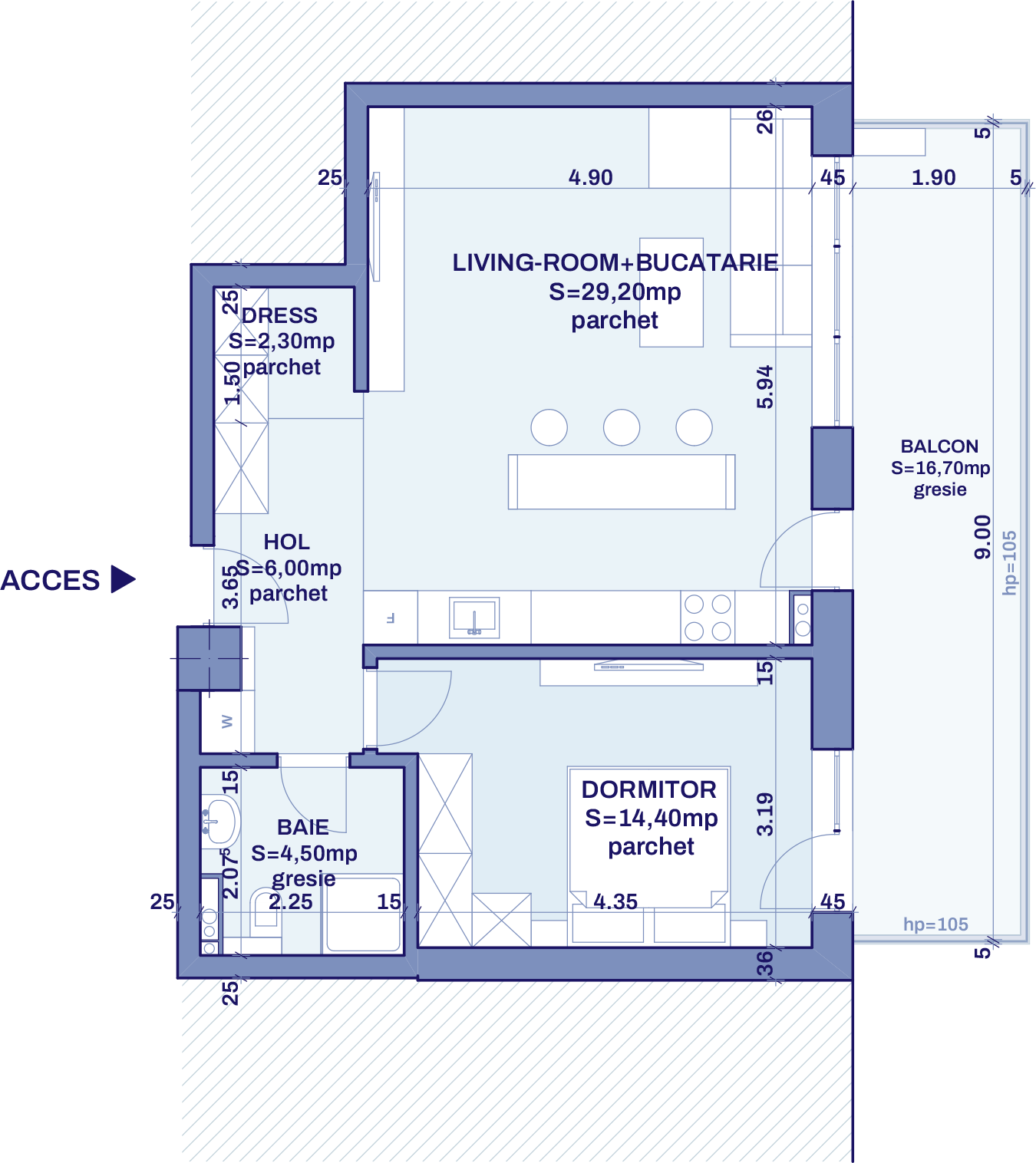 Plan apartament B15 - 2 camere, Bravy Apartments