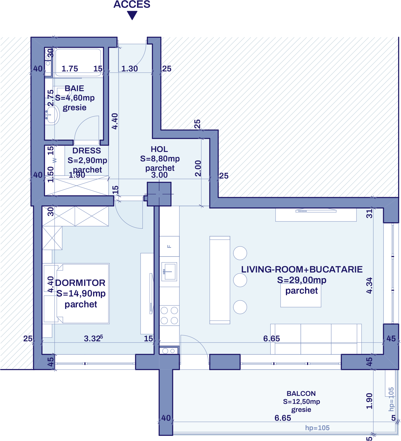 Plan apartament B17 - 2 camere, Bravy Apartments