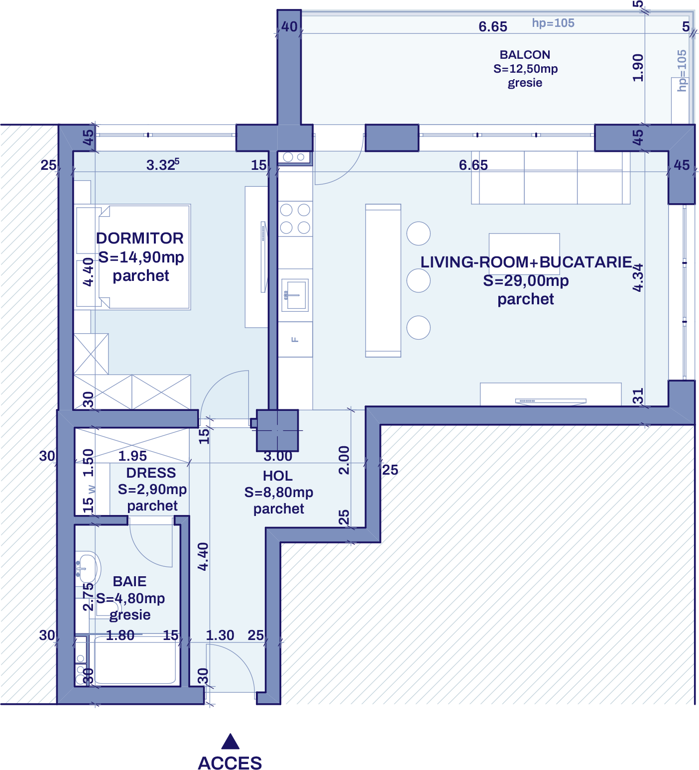 Plan apartament B21 - 2 camere, Bravy Apartments