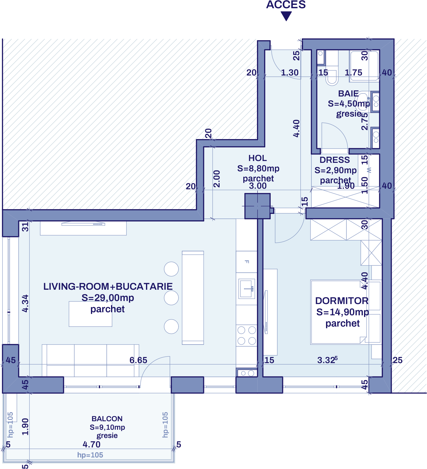 Plan apartament B3 - 2 camere, Bravy Apartments