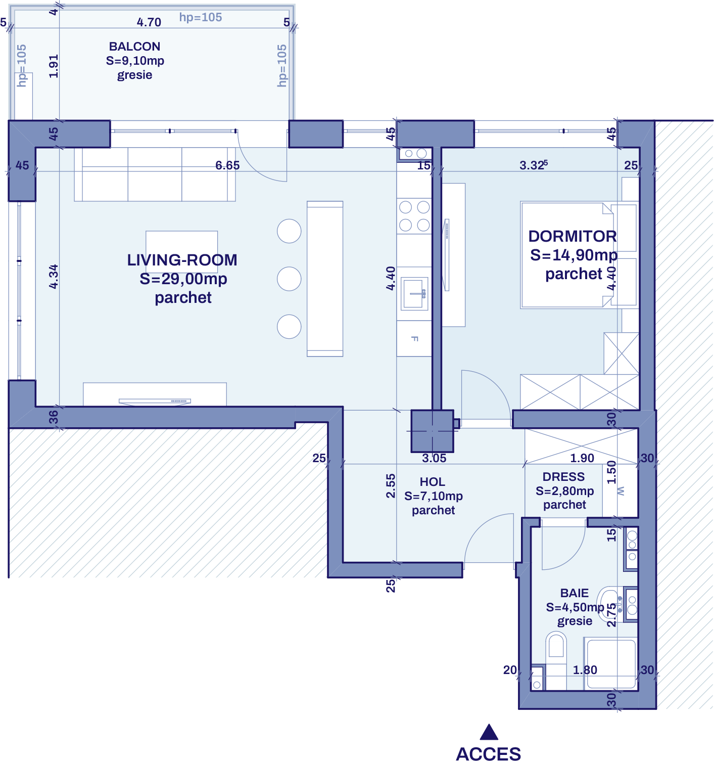 Plan apartament B6 - 2 camere, Bravy Apartments