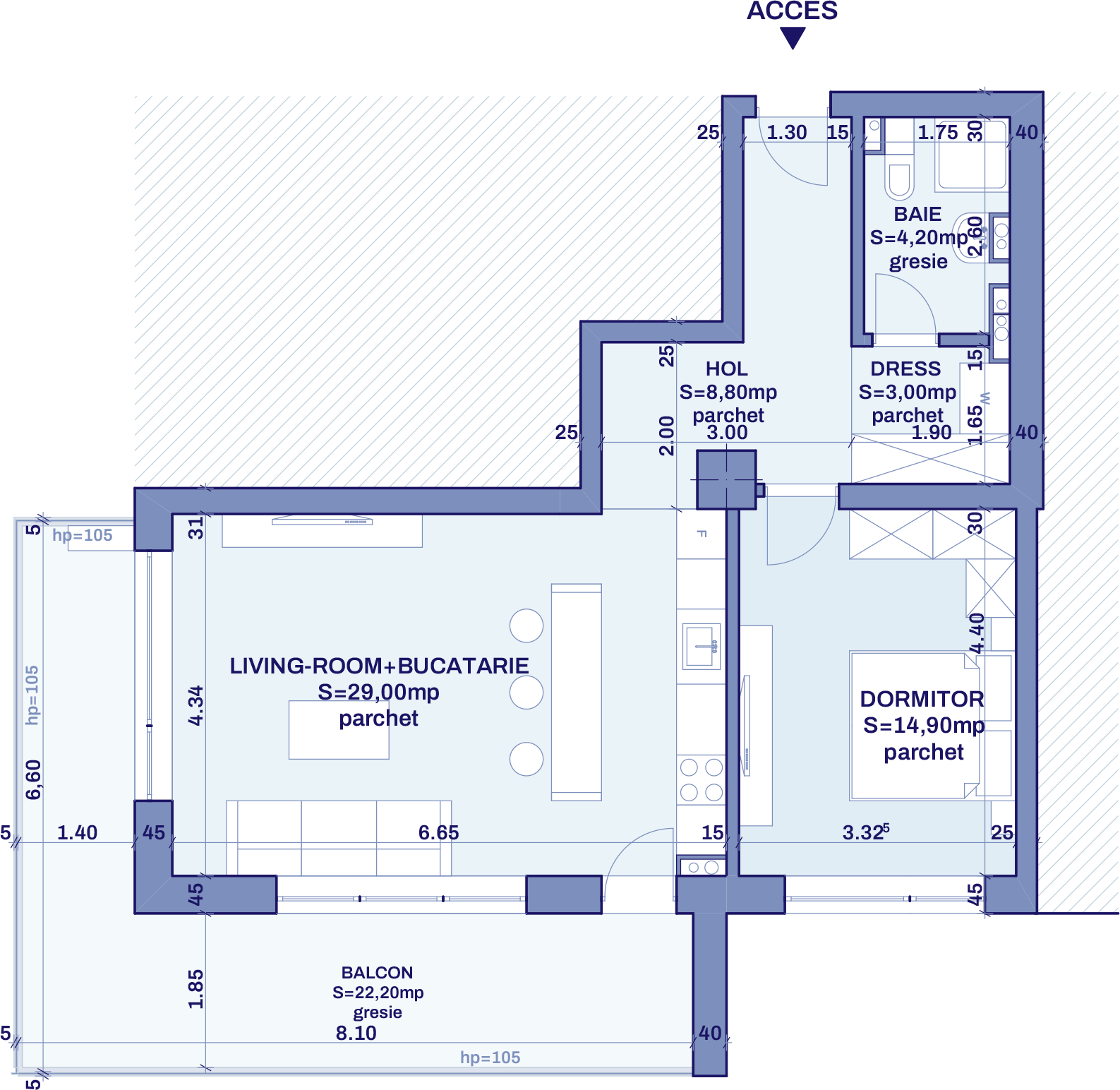 Plan apartament B81 - 2 camere, Bravy Apartments