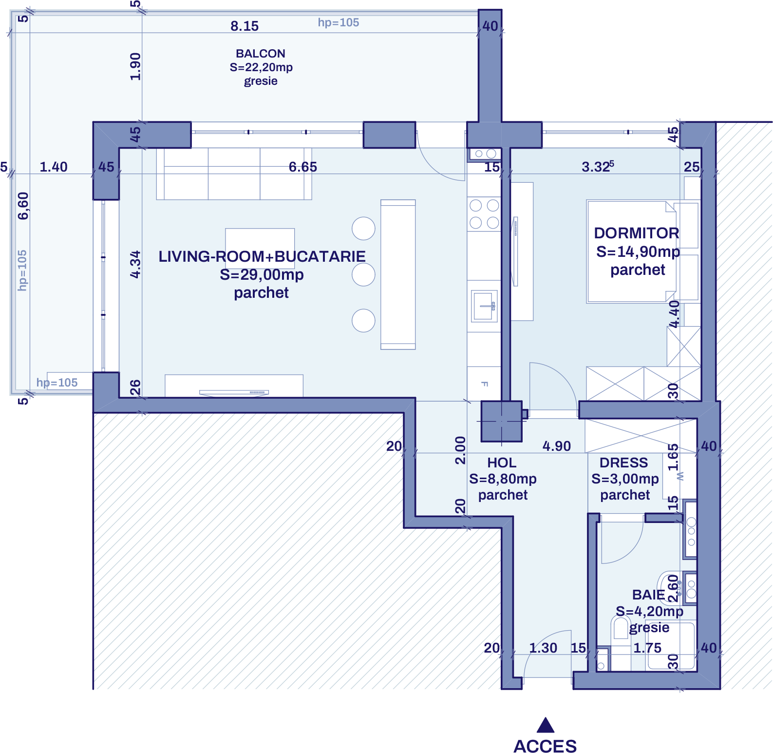 Plan apartament B84 - 2 camere, Bravy Apartments