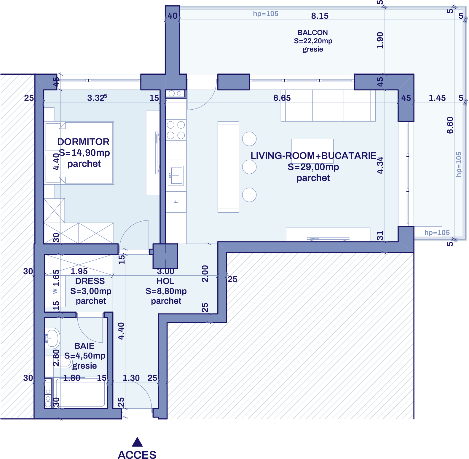 Plan apartament B85 - 2 camere, Bravy Apartments